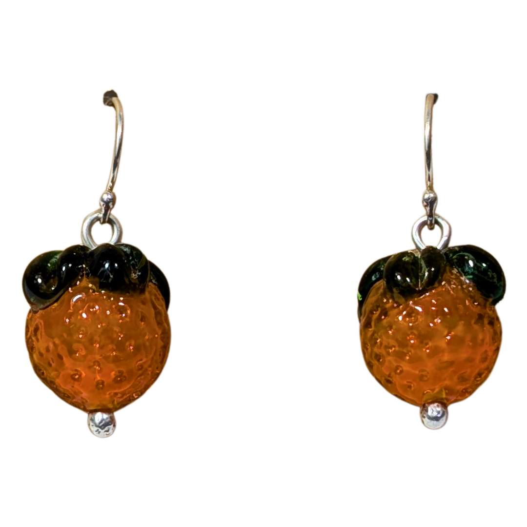 Cute Fruit Earrings — Lampwork Glass & Sterling Silver