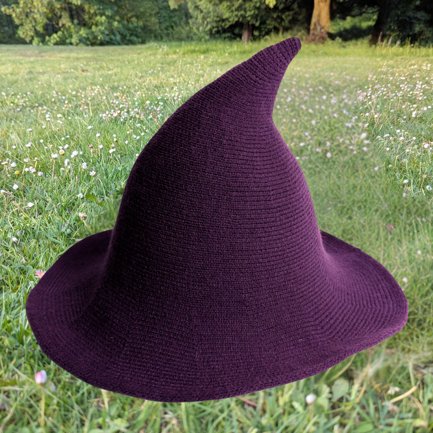 Purple wizard witch hat with shapeable wire brim by Wyld Sage Wares