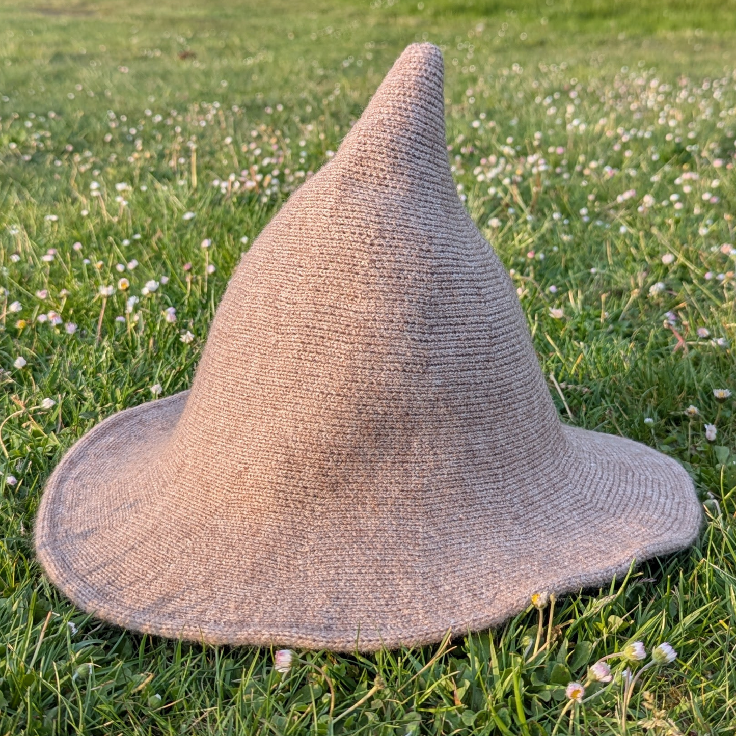 Beige wizard witch hat with shapeable wire brim by Wyld Sage Wares