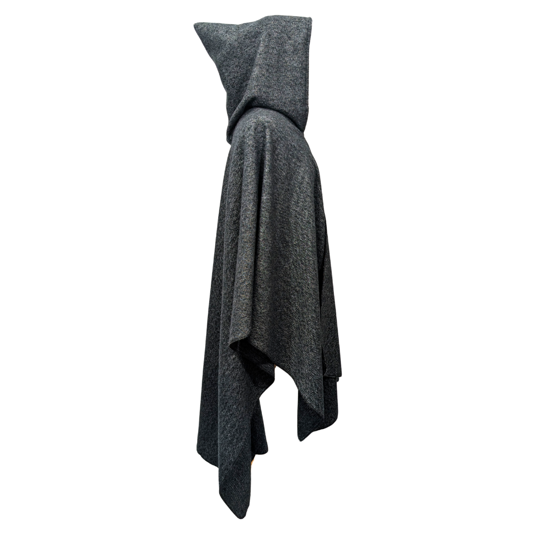 Black hooded wizard witch cloak with clasp option by Wyld Sage Wares