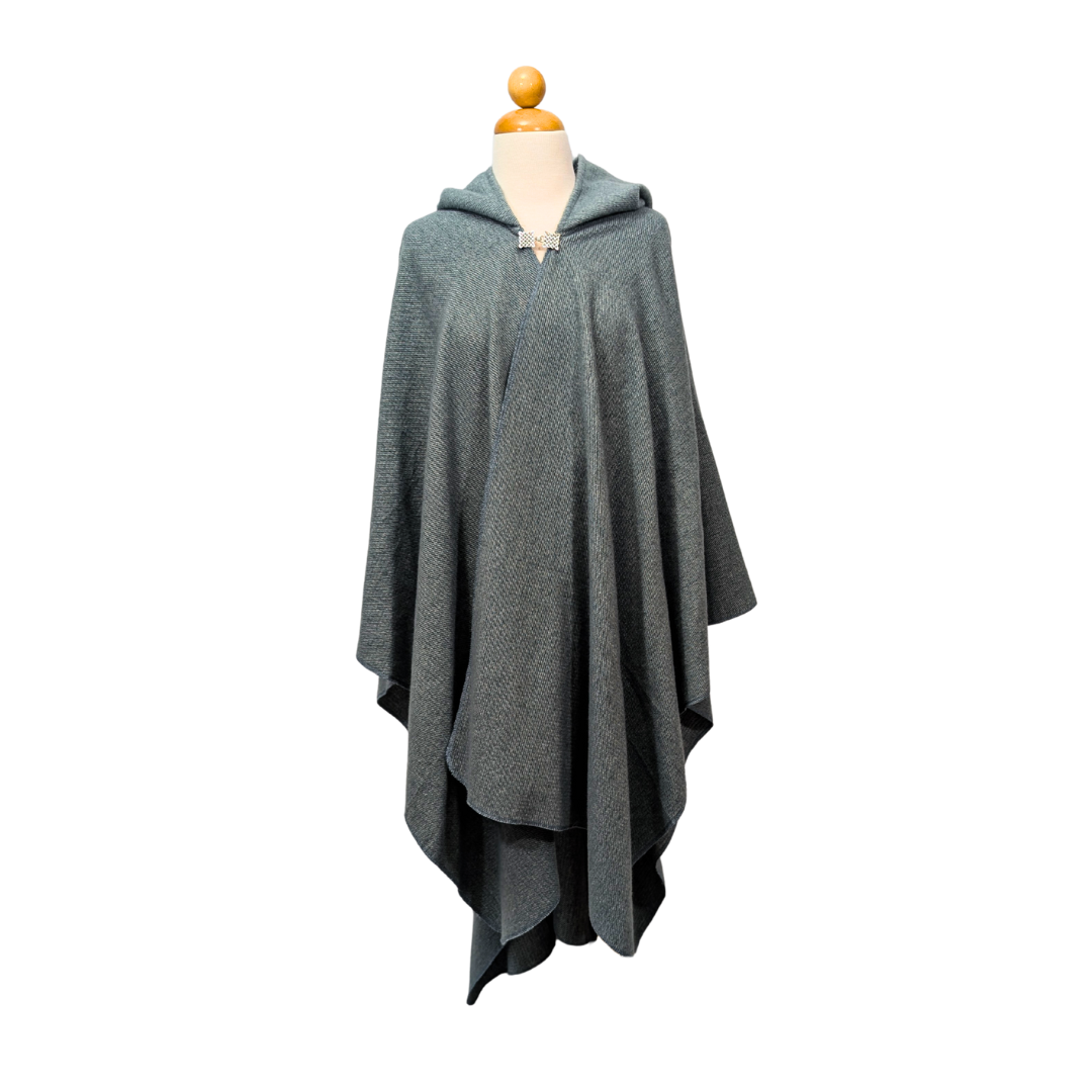 Grey hooded wizard witch cloak with clasp option by Wyld Sage Wares