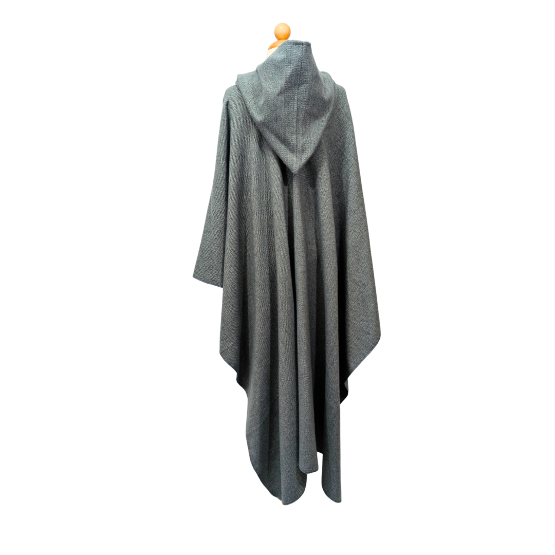Grey hooded wizard witch cloak with clasp option by Wyld Sage Wares