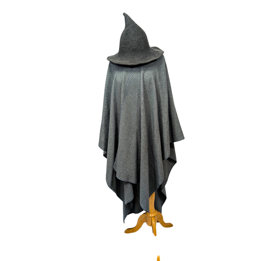 Grey hooded wizard witch cloak with clasp option by Wyld Sage Wares
