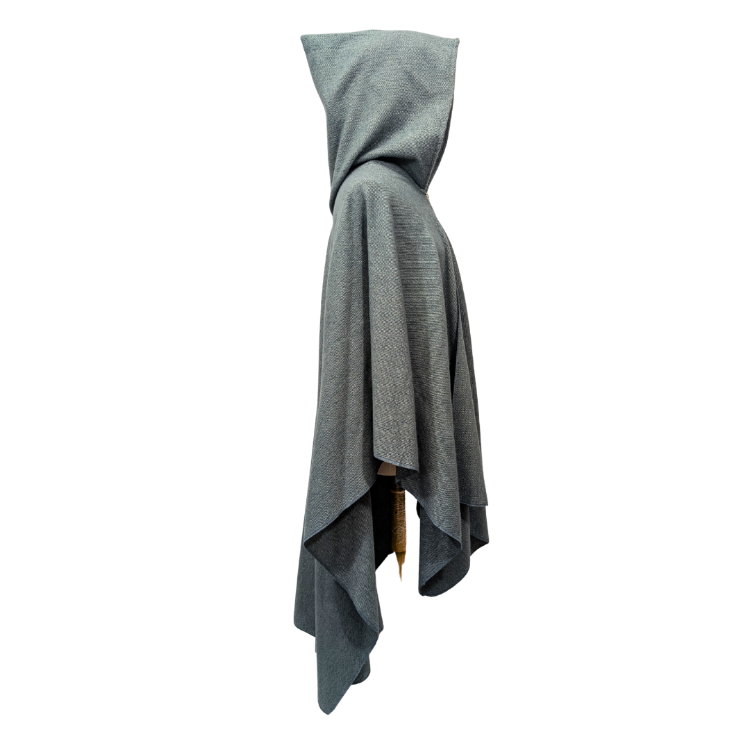 Grey hooded wizard witch cloak with clasp option by Wyld Sage Wares
