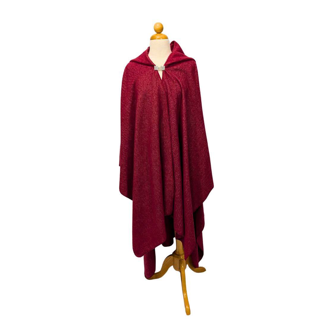Red hooded wizard witch cloak with clasp option by Wyld Sage Wares