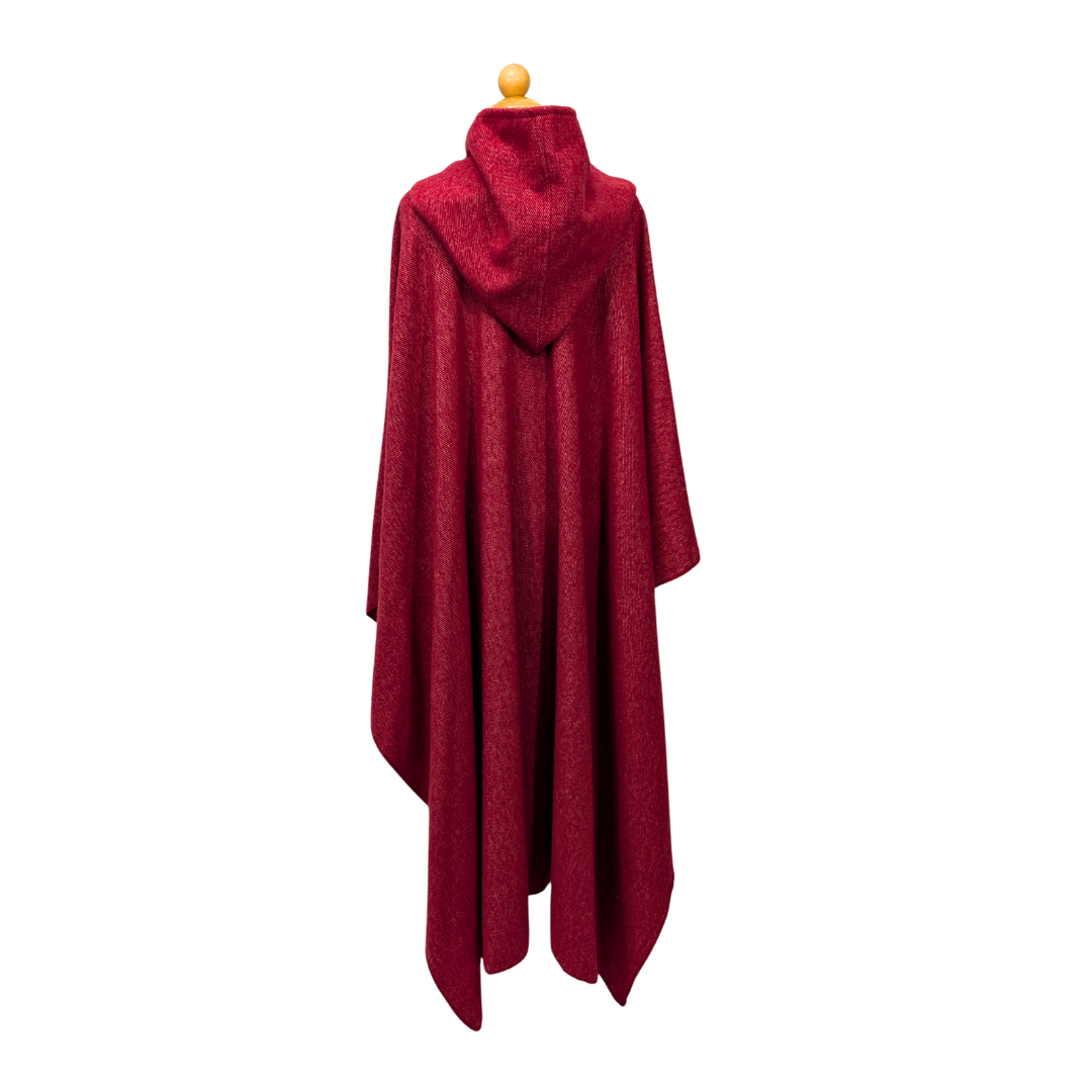 Red hooded wizard witch cloak with clasp option by Wyld Sage Wares