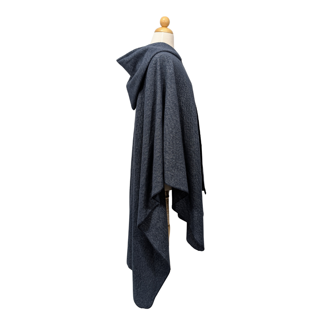 Navy hooded wizard witch cloak with clasp option by Wyld Sage Wares