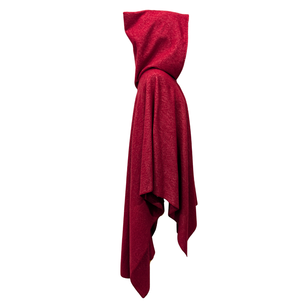 Red hooded wizard witch cloak with clasp option by Wyld Sage Wares