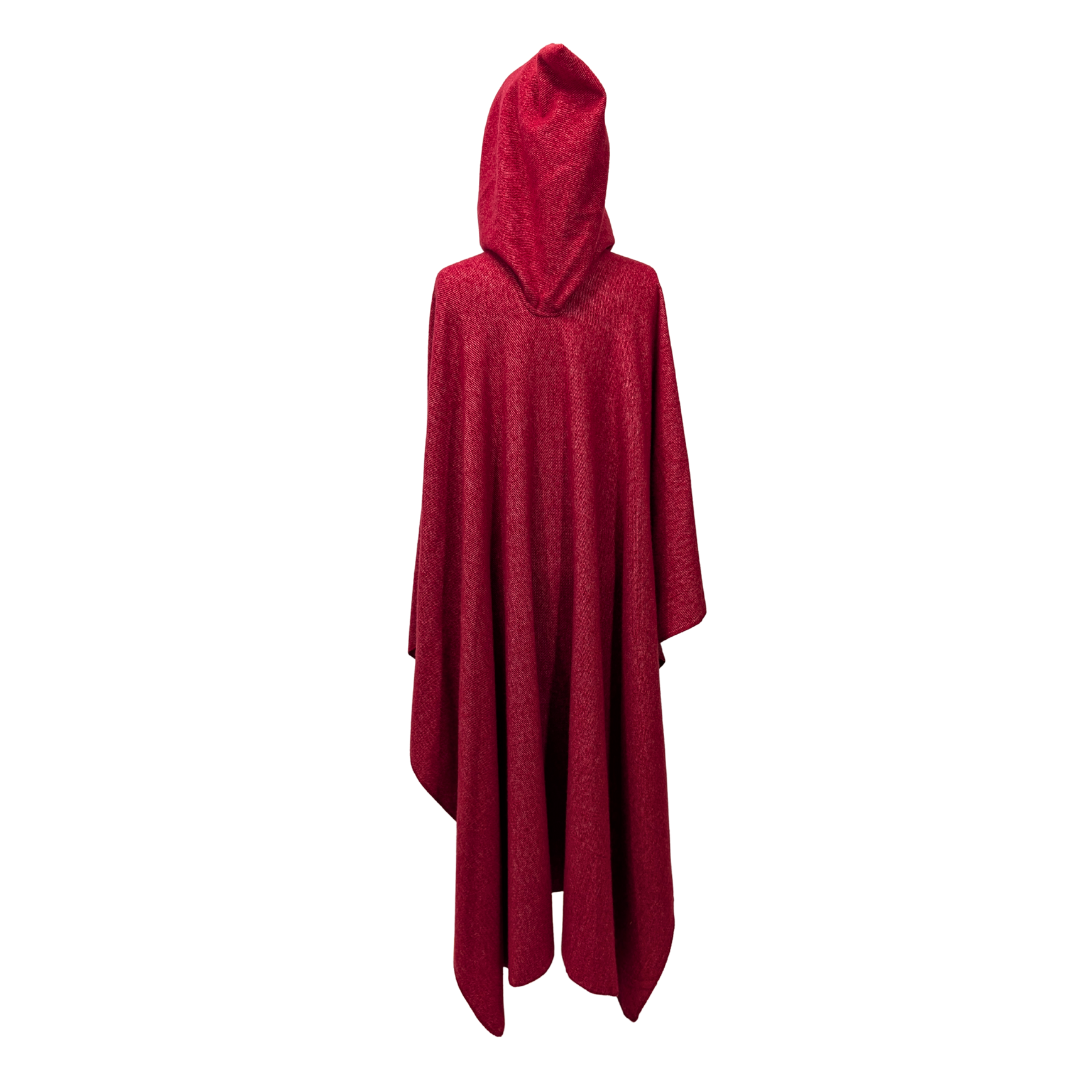 Red hooded wizard witch cloak with clasp option by Wyld Sage Wares
