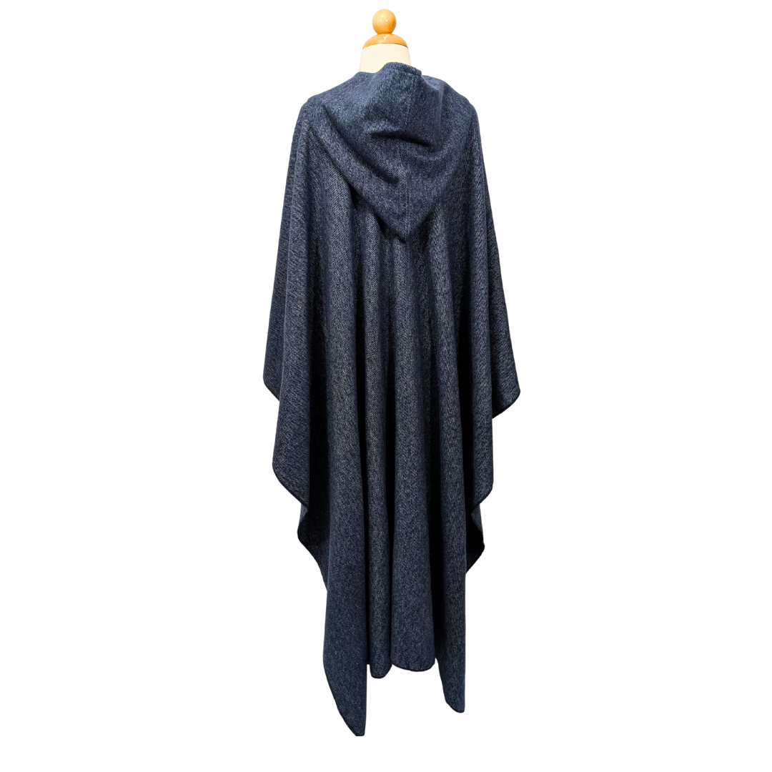 Navy hooded wizard witch cloak with clasp option by Wyld Sage Wares