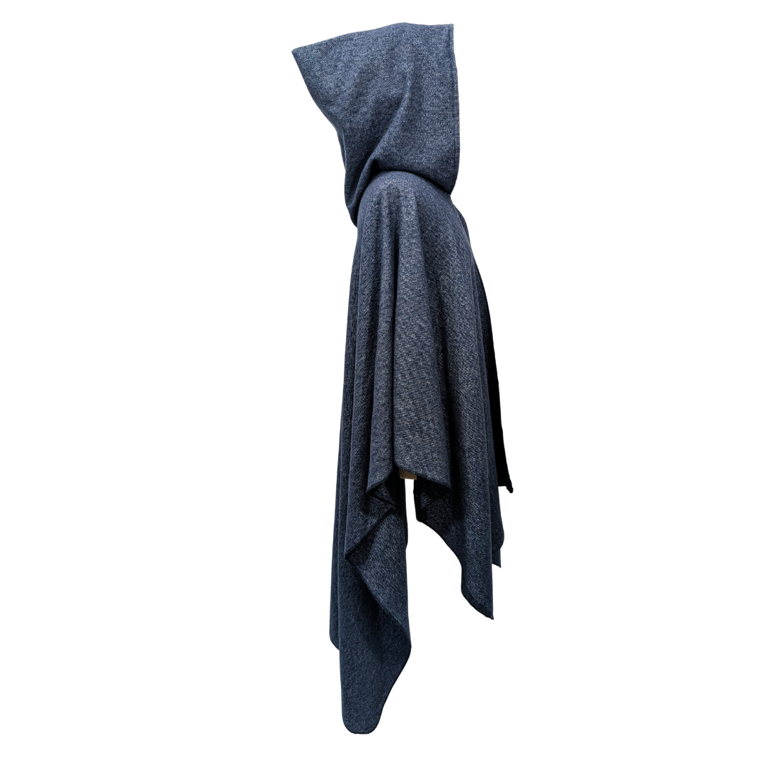 Navy hooded wizard witch cloak with clasp option by Wyld Sage Wares