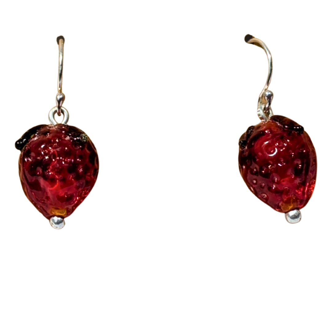 Cute Fruit Earrings — Lampwork Glass & Sterling Silver