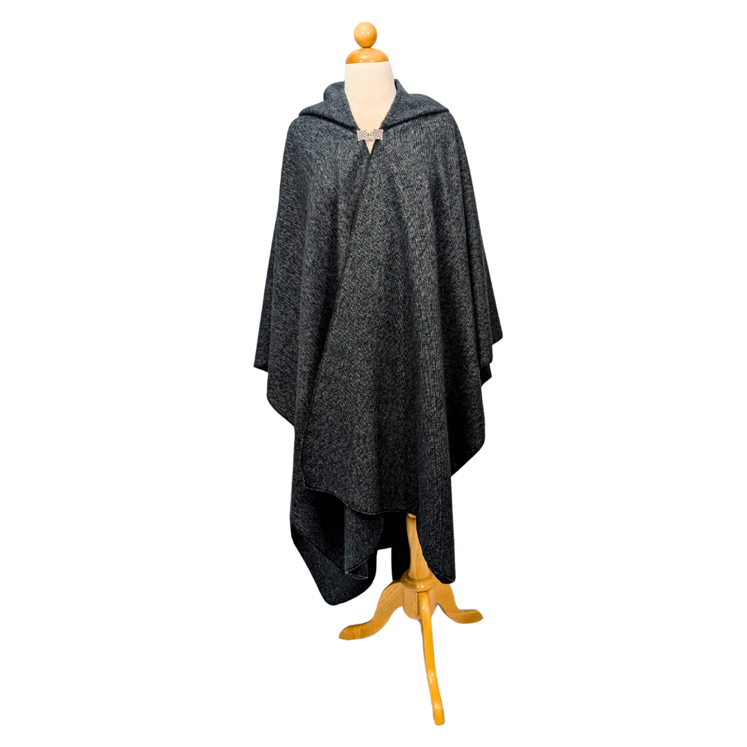 Black hooded wizard witch cloak with clasp option by Wyld Sage Wares