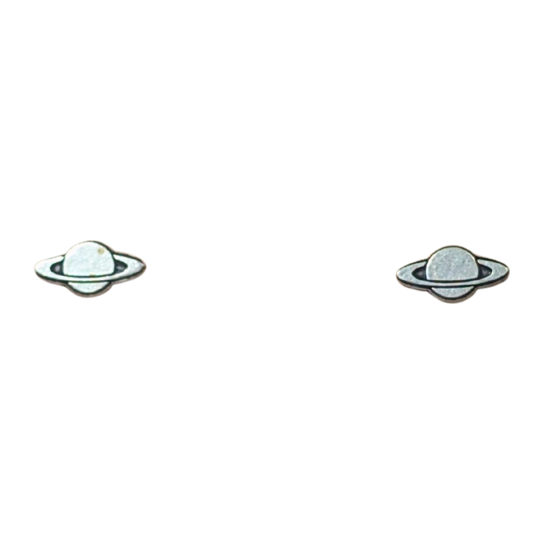 Saturn Stud Earrings — Handmade Sterling Silver
