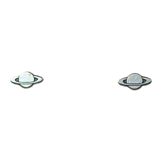 Saturn Stud Earrings — Handmade Sterling Silver