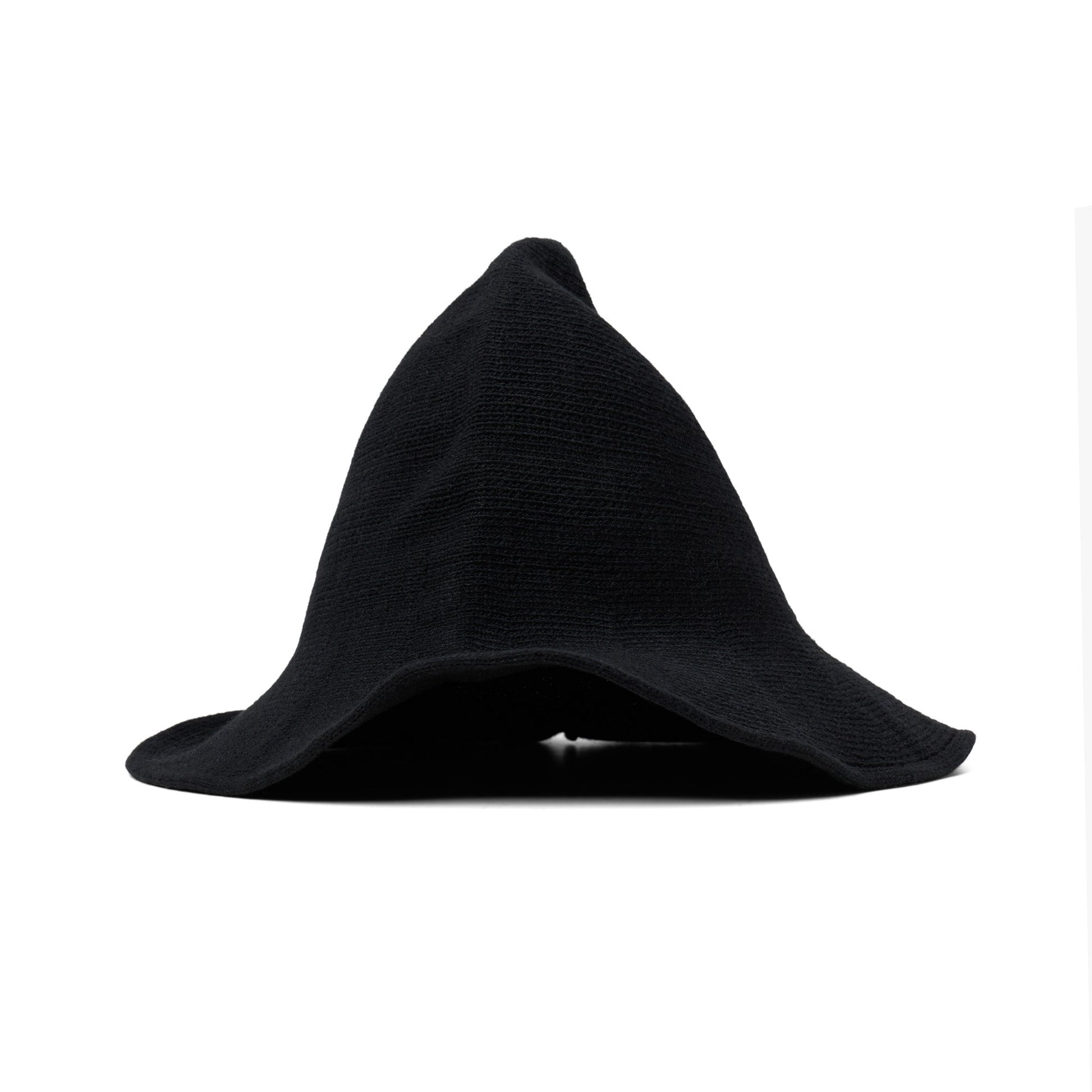 Black pointed witch hat shaped with curled brim