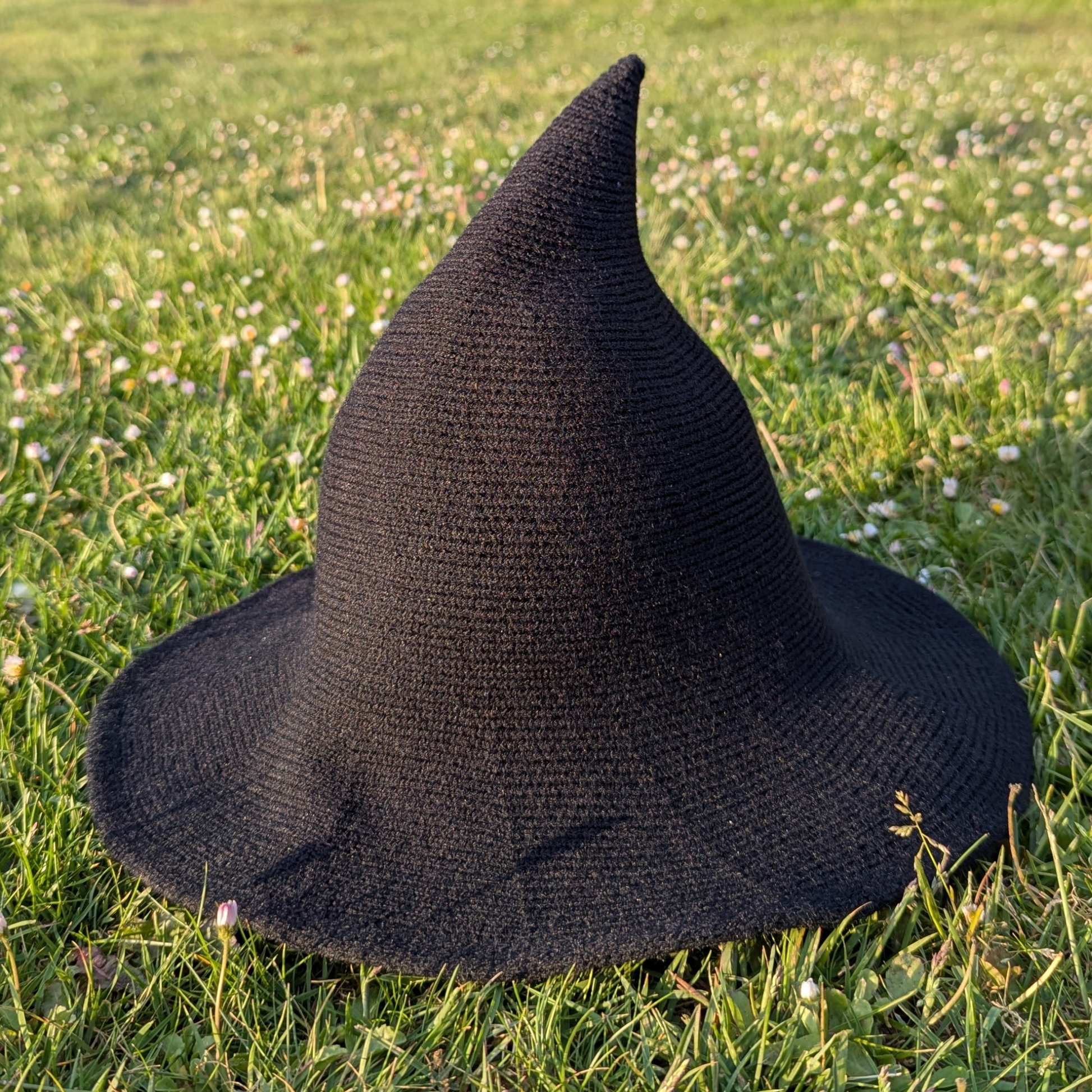 Black wizard witch hat with shapeable wire brim by Wyld Sage Wares