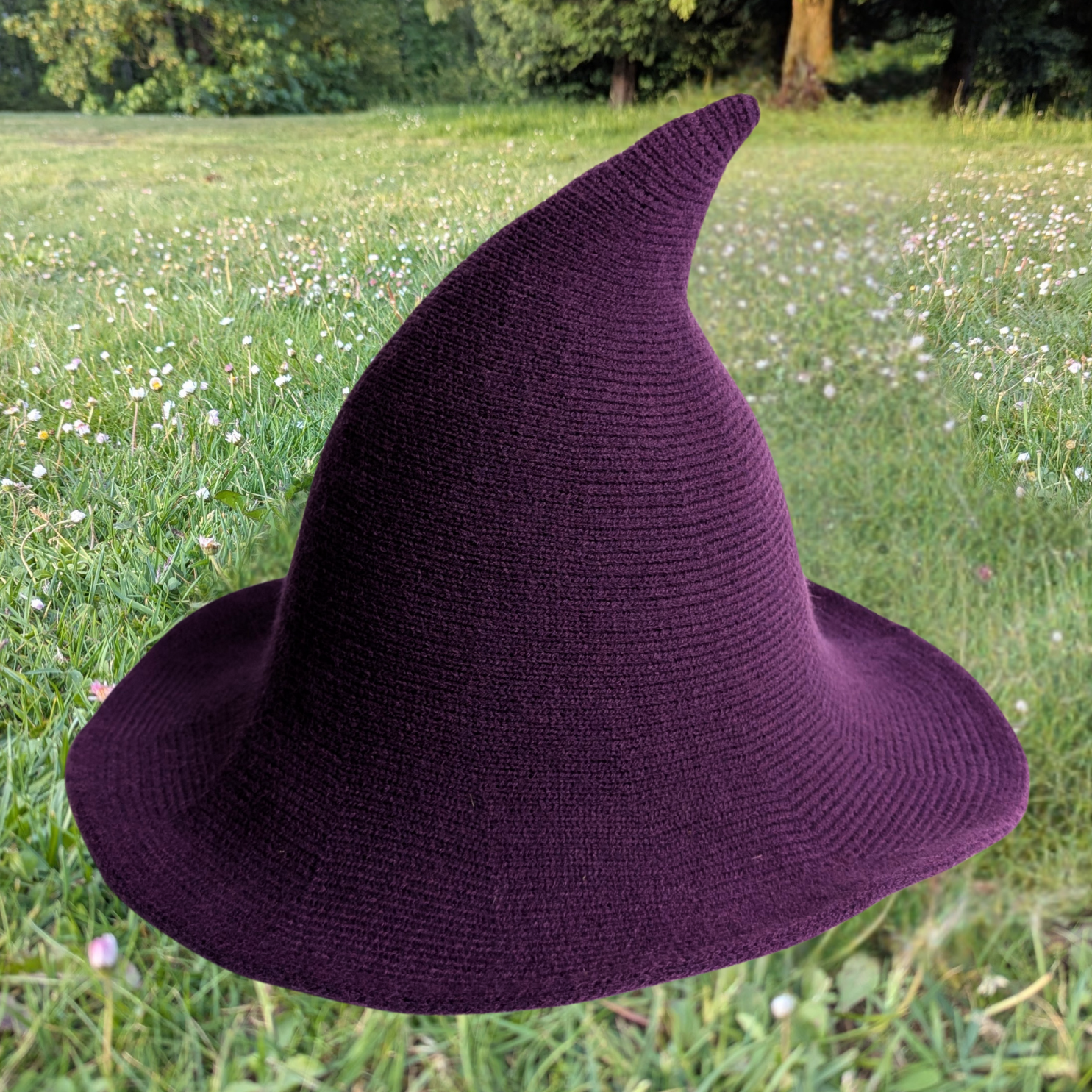 Purple wizard witch hat with shapeable wire brim by Wyld Sage Wares