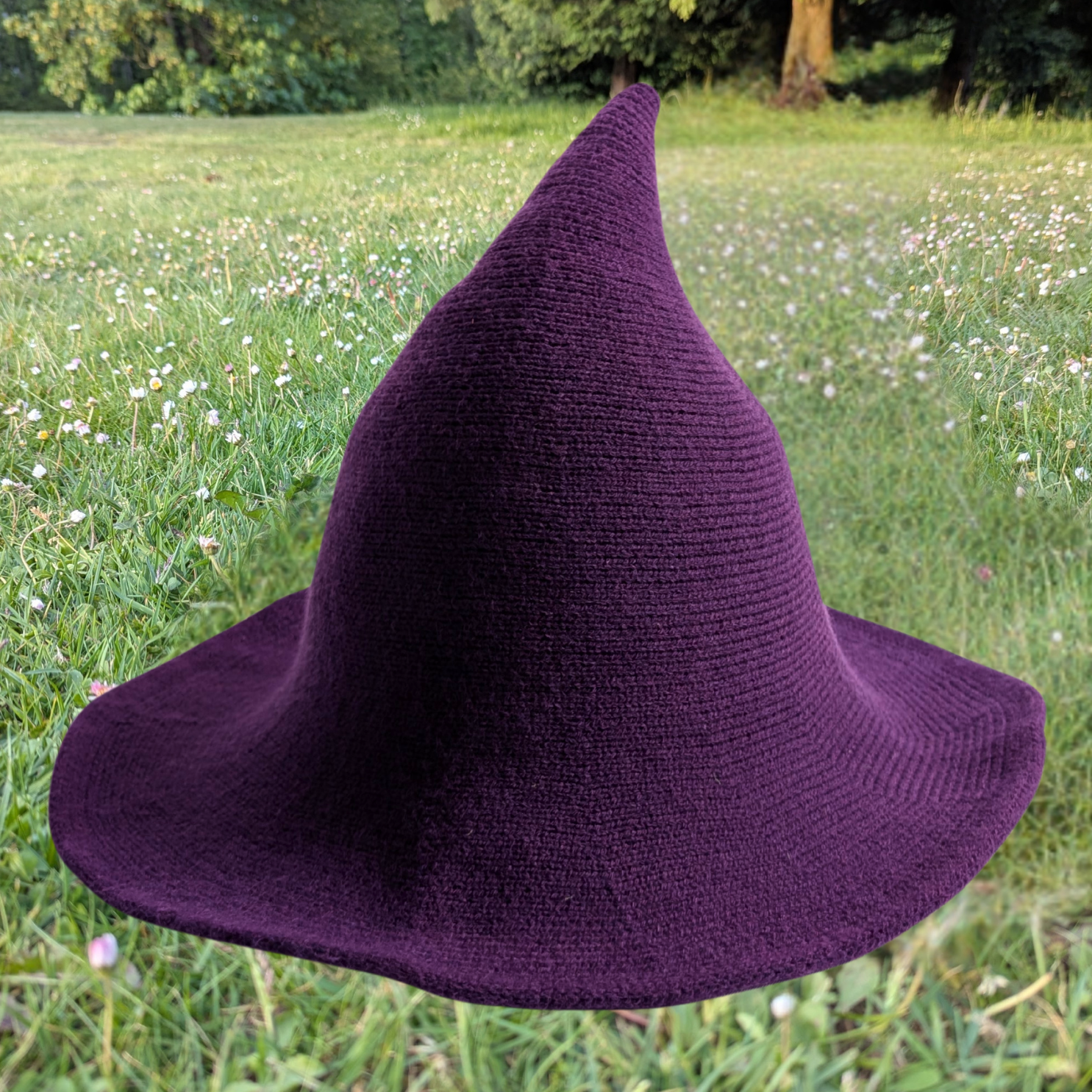Purple wizard witch hat with shapeable wire brim by Wyld Sage Wares