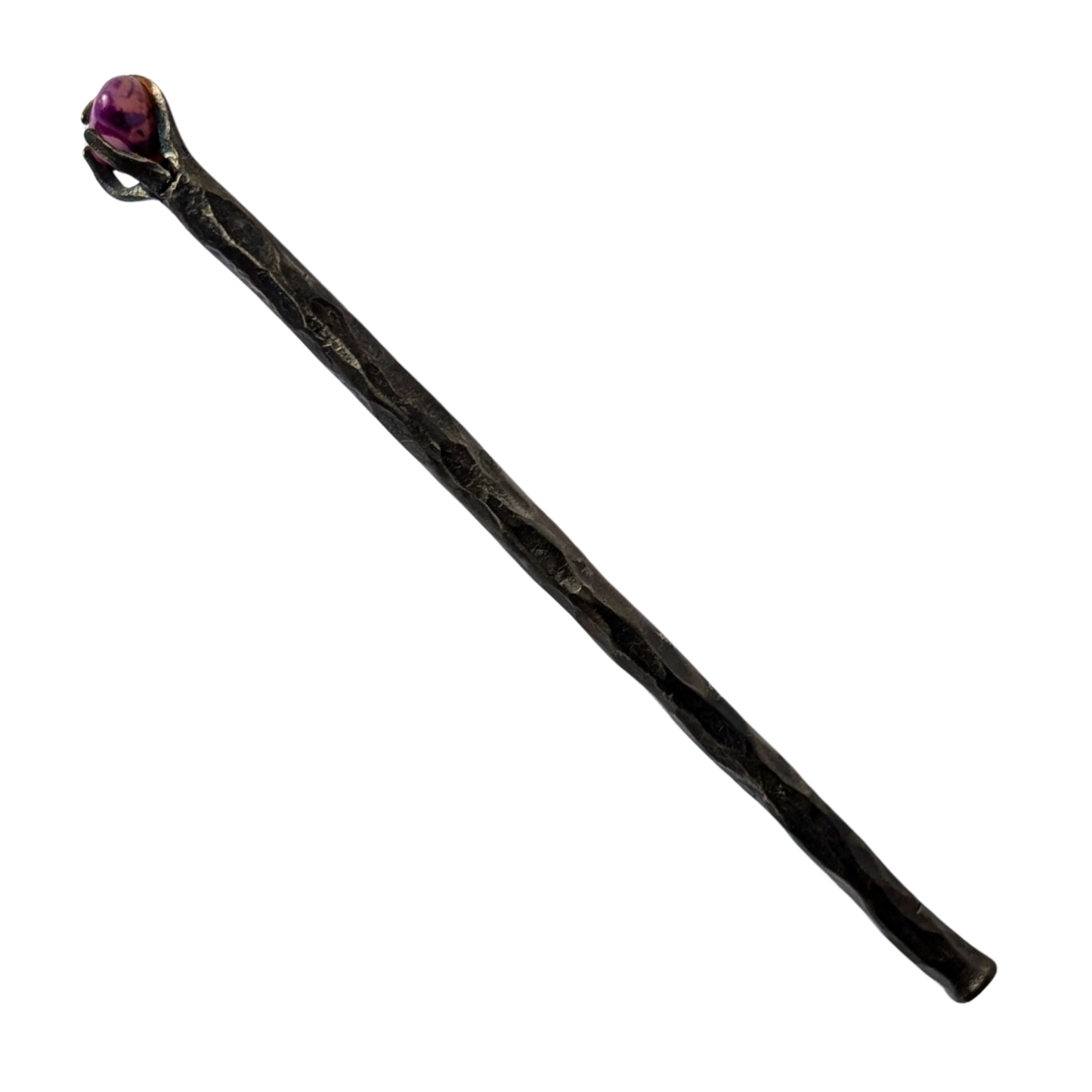 The Amethyst Fang Wand handcrafted metal fantasy wand by Laidlaw Forgeworks for Wyld Sage Wares