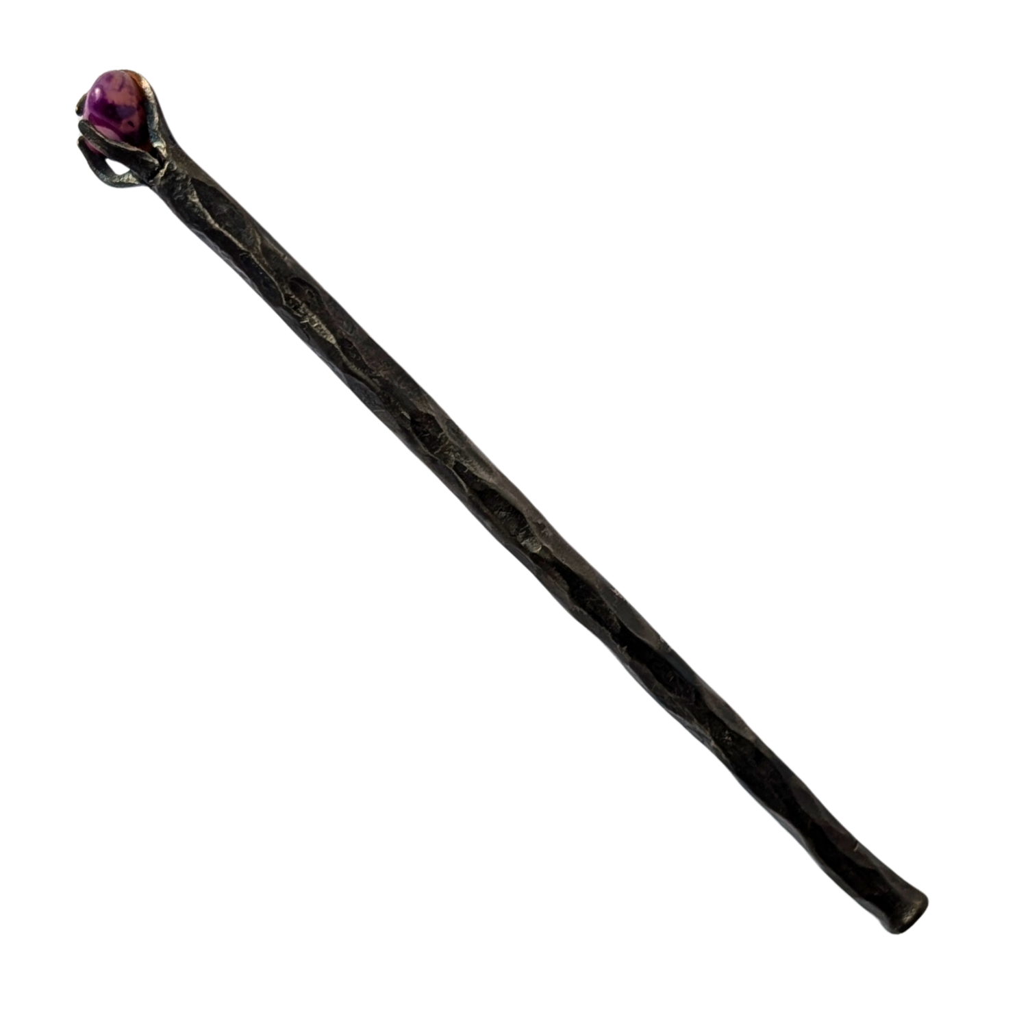 The Amethyst Fang Wand handcrafted metal fantasy wand by Laidlaw Forgeworks for Wyld Sage Wares
