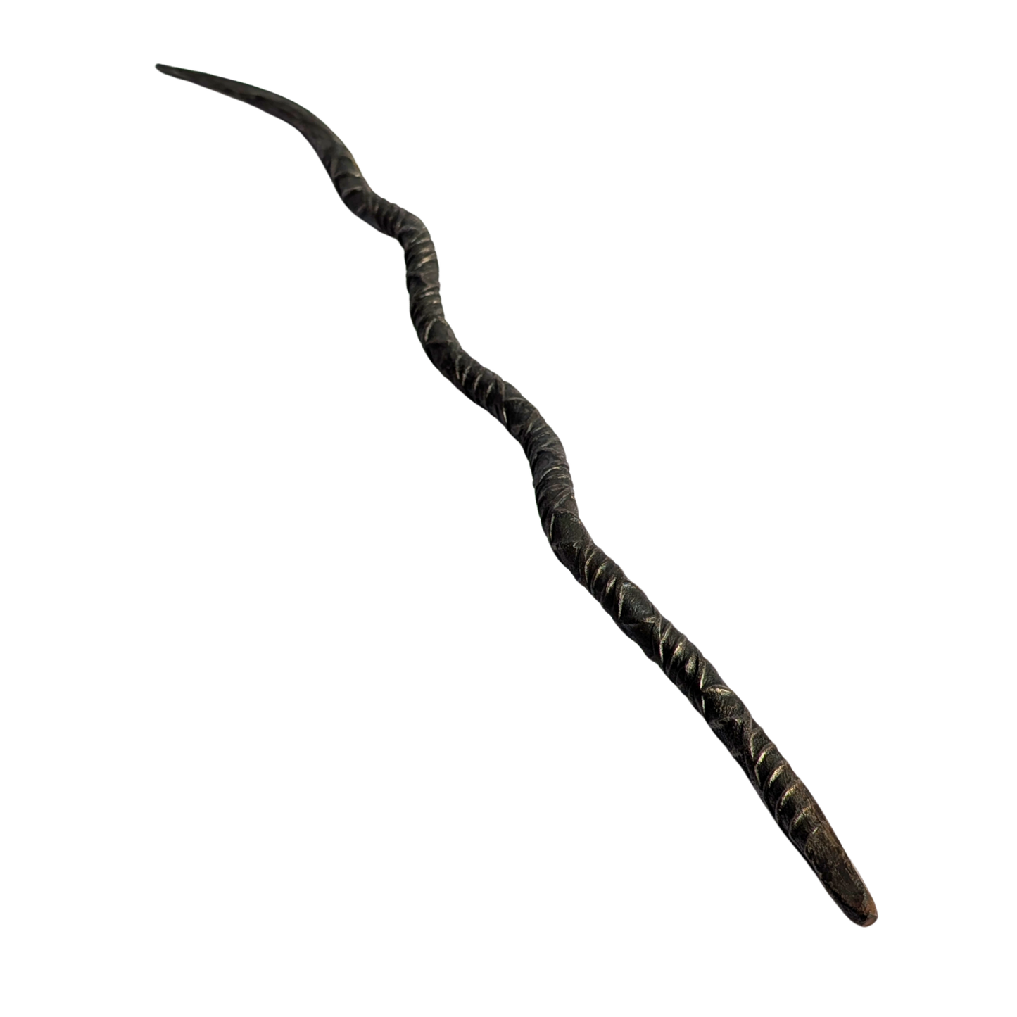 The Warden's Horn Wand handcrafted metal fantasy wand by Melissa Sohm for Wyld Sage Wares